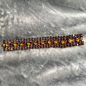 Gorgeous Rare Vintage 7" Amber,Marquis & Round Stone Bracelet w/Hidden …